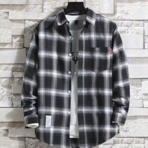 Men’s Long Sleeve Plaid Shirt in black