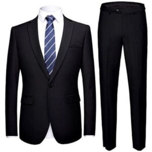 Body-fitted men’s black suit