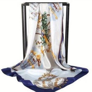 Vintage-inspired printed silk scarf